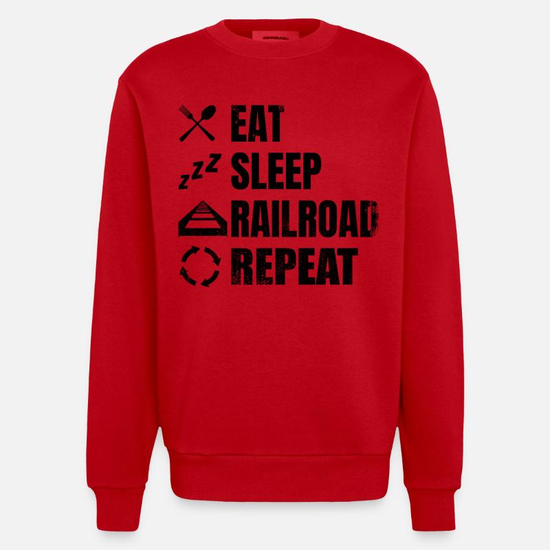 Eisenbahner Zeitplan - Heavyweight Oversized Organic Crew Neck Made in EU - Rot