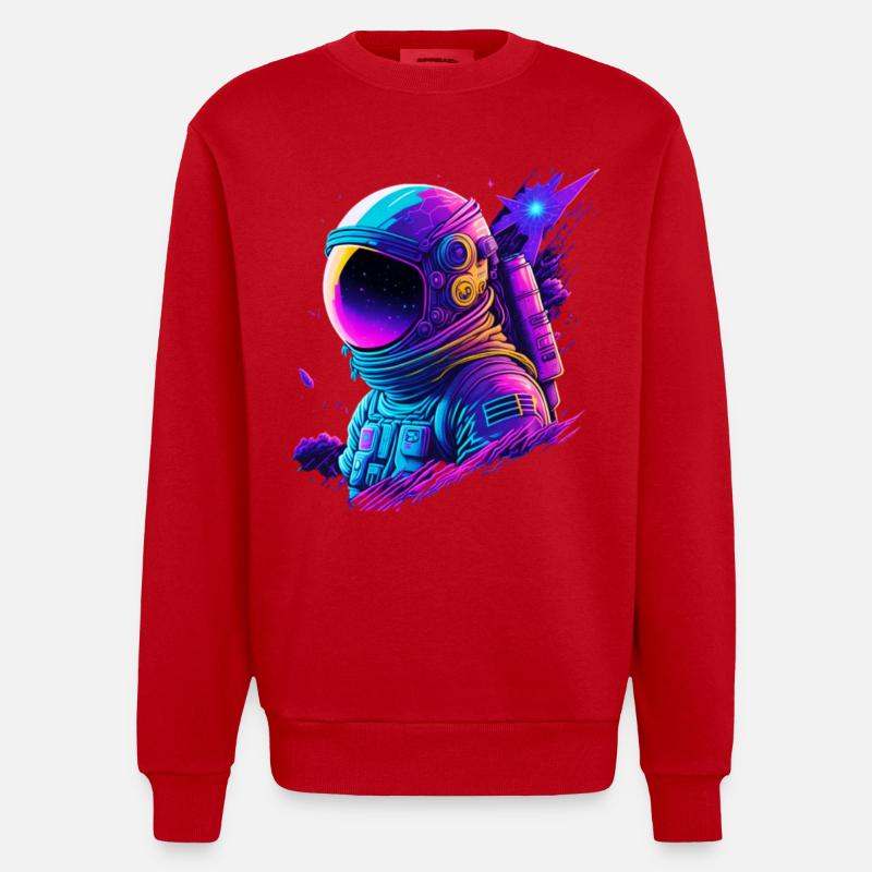 Synthwave Astronaute Space Explorer - Sweat bio épais oversize fabriqué en UE - rouge