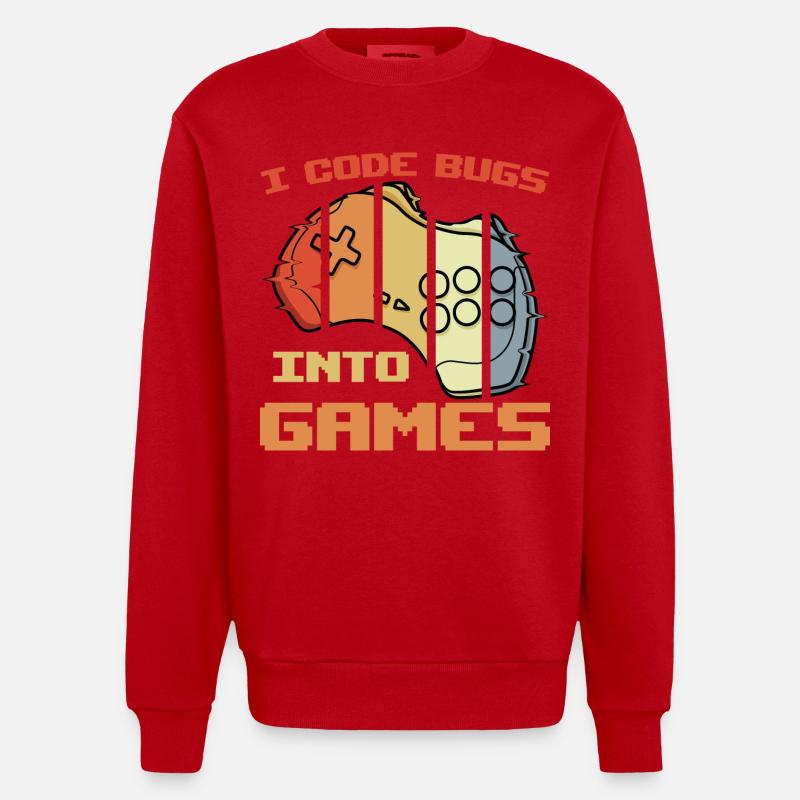 Blague de programmeur de jeu - Sweat bio épais oversize fabriqué en UE - rouge