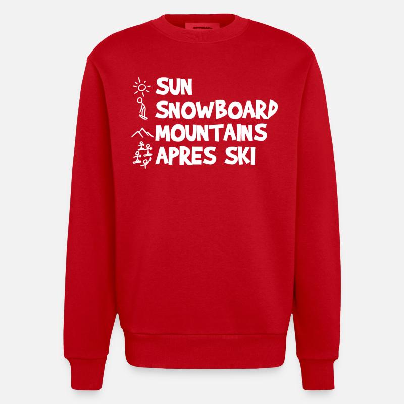 Blague drôle sur le snowboard - Sweat bio épais oversize fabriqué en UE - rouge