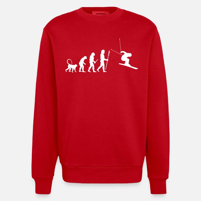 Skifahren Evolution - Heavyweight Oversized Organic Crew Neck Made in EU - Rot