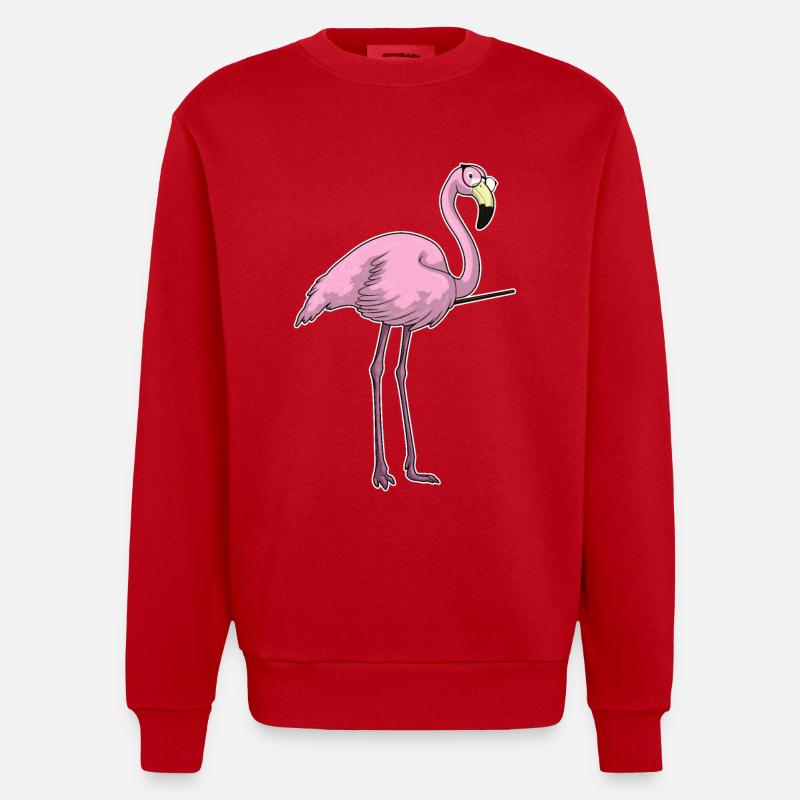 Flamingo Lehrer Pointer - Heavyweight Oversized Organic Crew Neck Made in EU - Rot