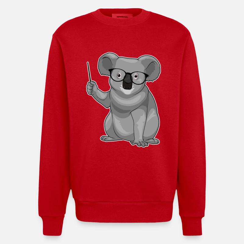 Koala Teacher Pointer - Sweat bio épais oversize fabriqué en UE - rouge
