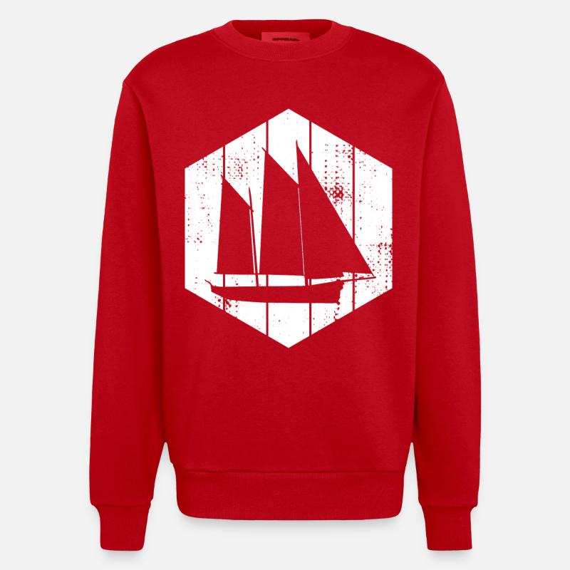 Segelboot - Heavyweight Oversized Organic Crew Neck Made in EU - Rot
