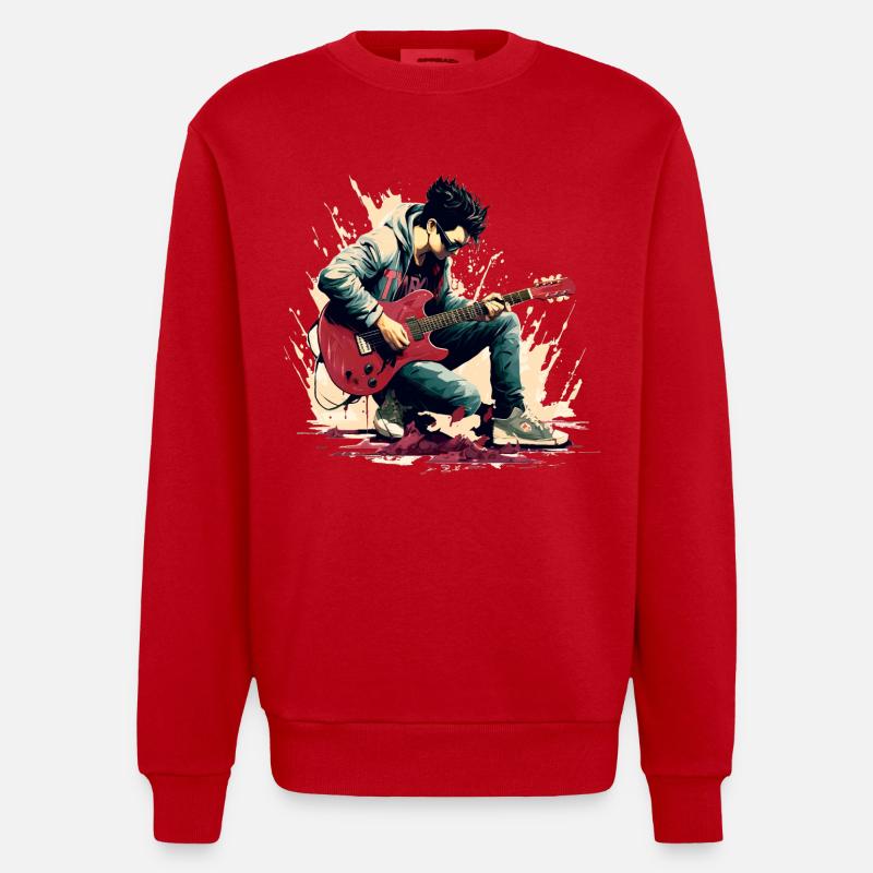 Gitarrist - Heavyweight Oversized Organic Crew Neck Made in EU - Rot