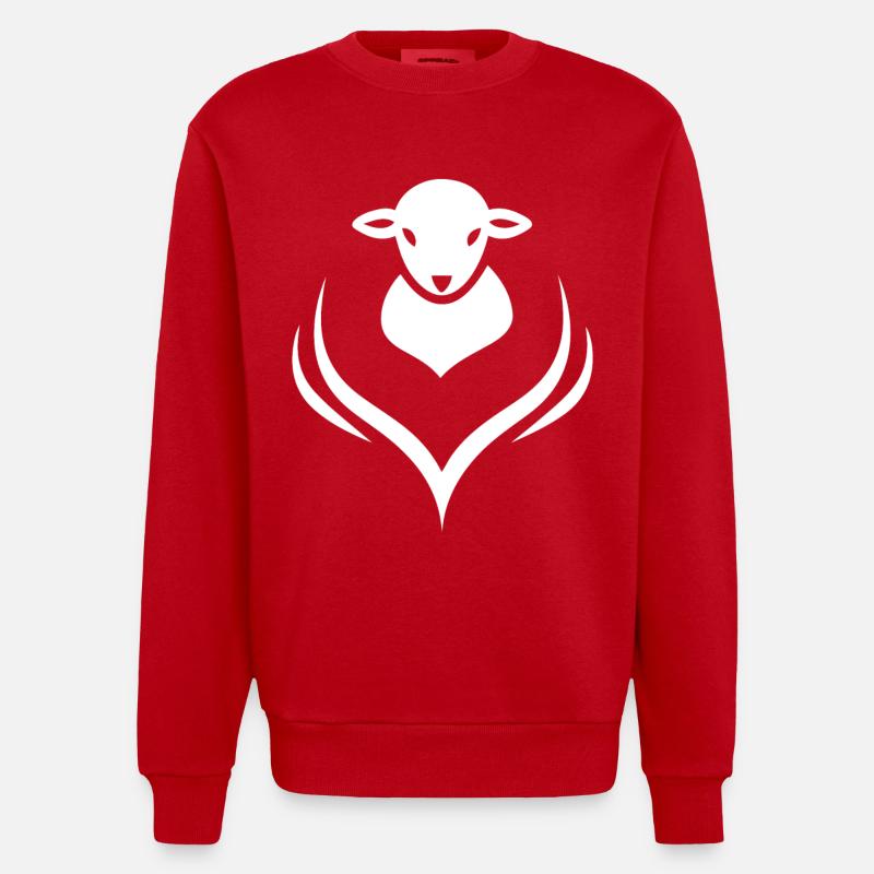 Lamb Lamb Sheep Shepherd - Heavyweight Oversized Organic Crew Neck Made in EU - red