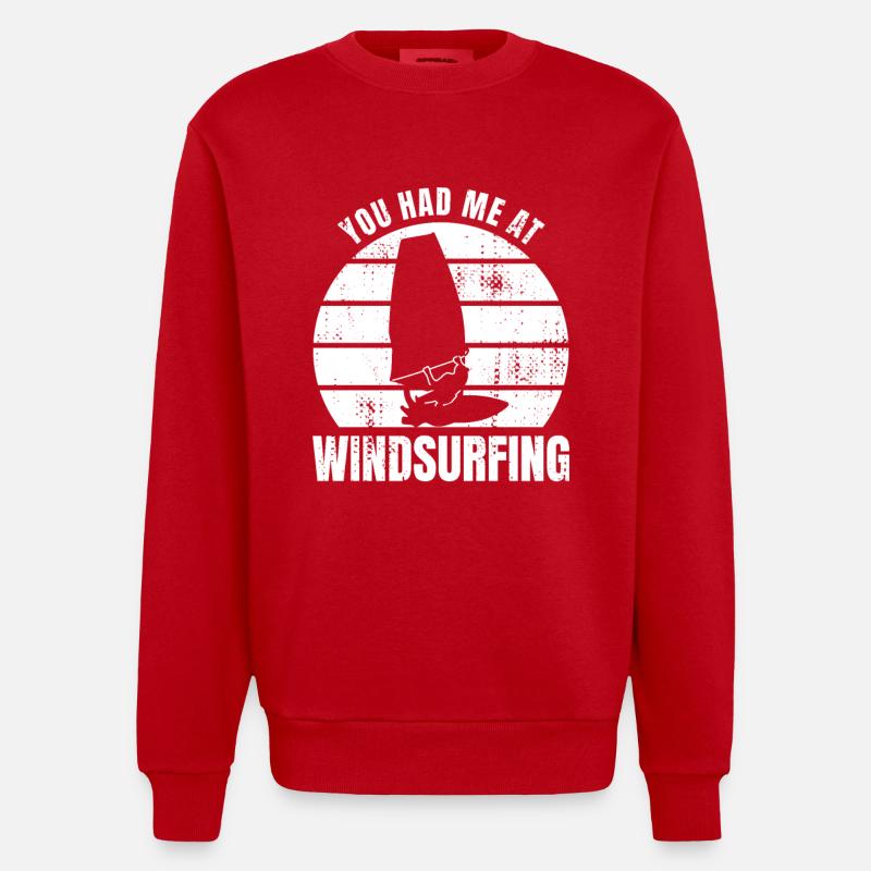 Lustiger Windsurfer Spruch - Heavyweight Oversized Organic Crew Neck Made in EU - Rot