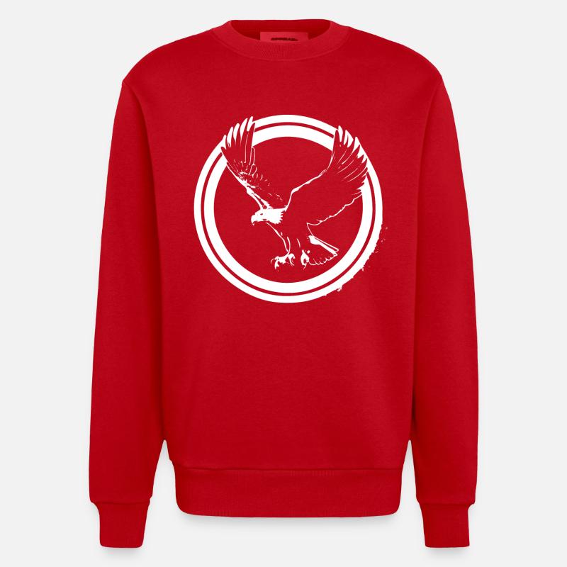 Logo Eagle en rond - Sweat bio épais oversize fabriqué en UE - rouge