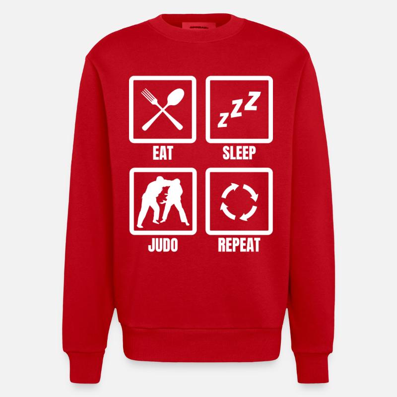 Judoka Terminplan - Heavyweight Oversized Organic Crew Neck Made in EU - Rot