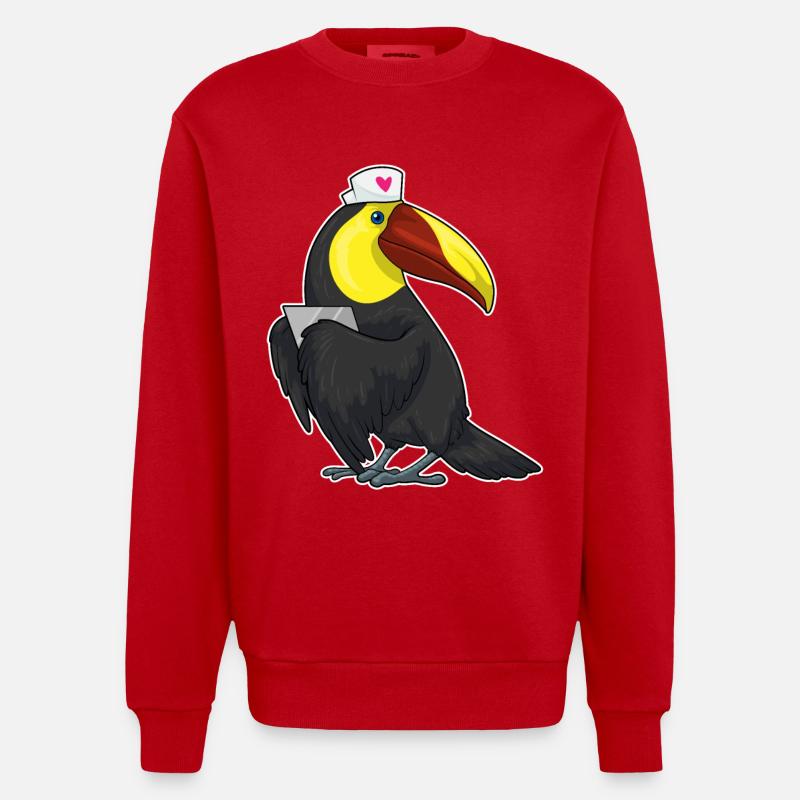 Bloc-notes de Toucan Nurse - Sweat bio épais oversize fabriqué en UE - rouge