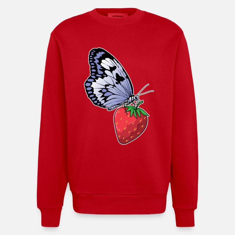 Fraise papillon - Sweat bio épais oversize fabriqué en UE - rouge