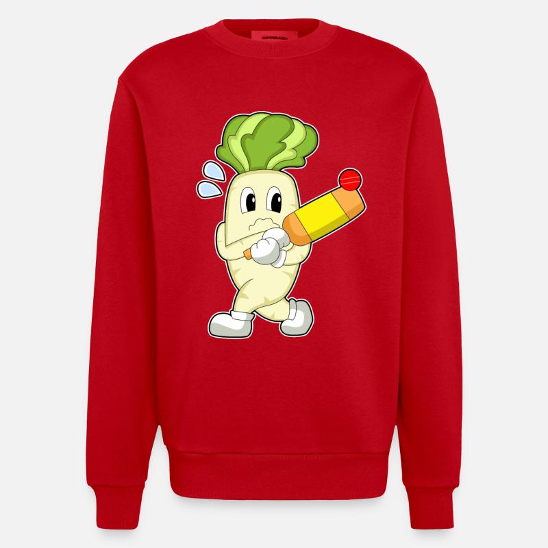 Radis Cricket Cricket Bats - Sweat bio épais oversize fabriqué en UE - rouge