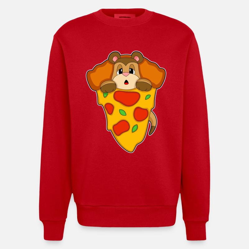 Pizza suricate - Sweat bio épais oversize fabriqué en UE - rouge