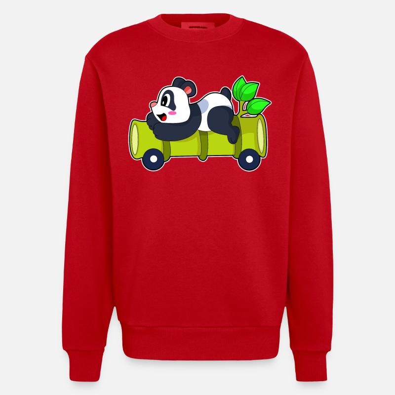 Panda Bamboo Car - Sweat bio épais oversize fabriqué en UE - rouge