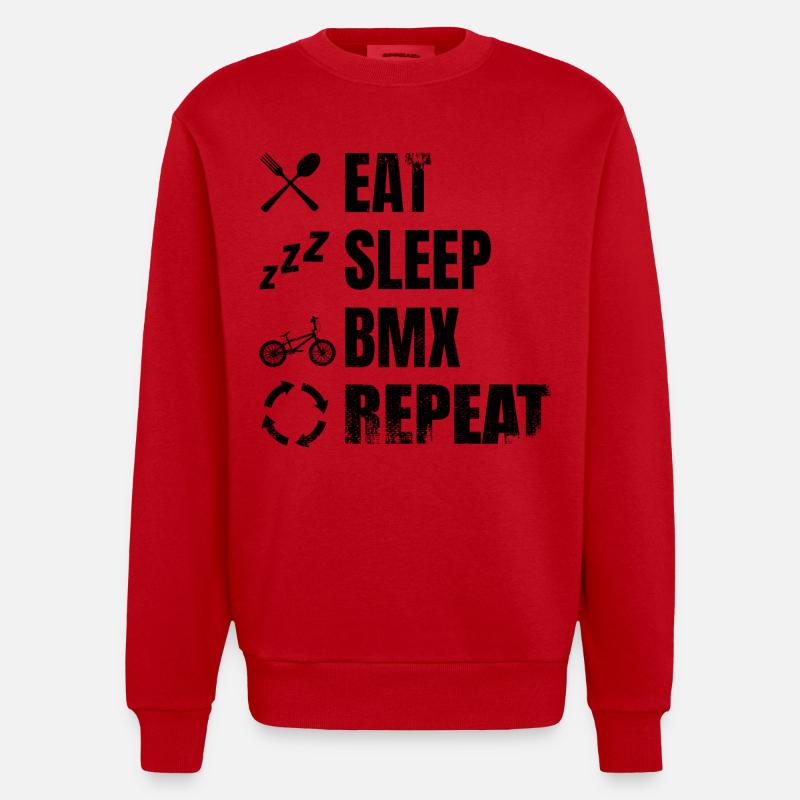 BMX Radfahrer Routine - Heavyweight Oversized Organic Crew Neck Made in EU - Rot