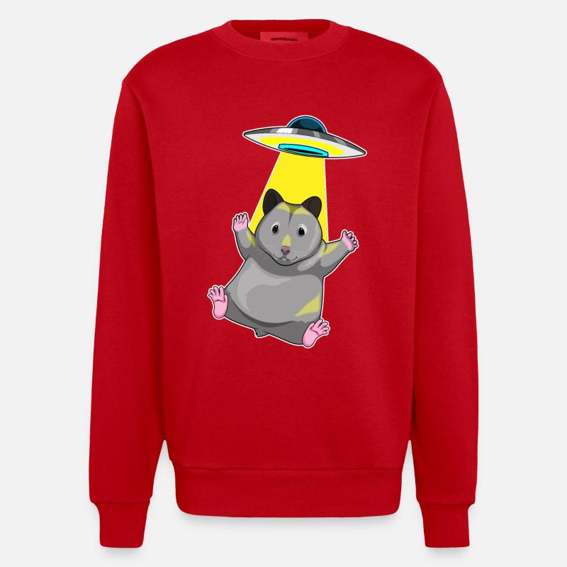 Hamster Spaceship Space - Sweat bio épais oversize fabriqué en UE - rouge