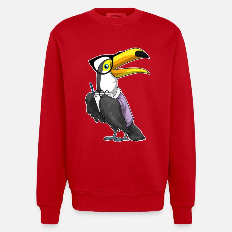Toucan Secrétaire Bloc-notes - Sweat bio épais oversize fabriqué en UE - rouge