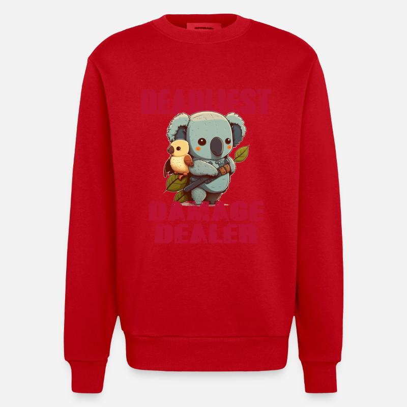 Tödlichster Schadenbringer Koalabär mit Vogel - Heavyweight Oversized Organic Crew Neck Made in EU - Rot