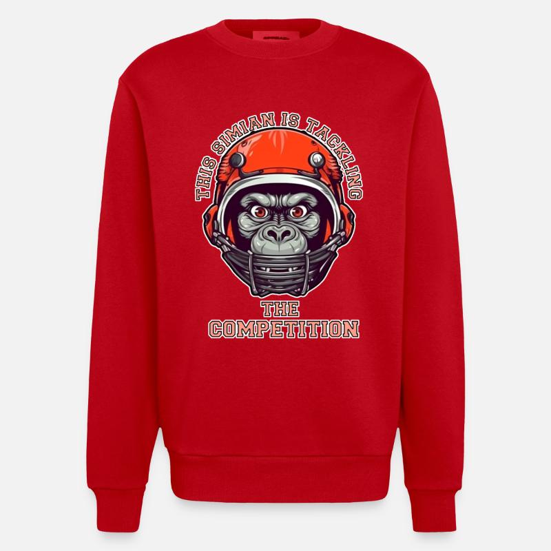 self-confident monkey accepts the challenge - Heavyweight Oversized Organic Crew Neck Made in EU - red