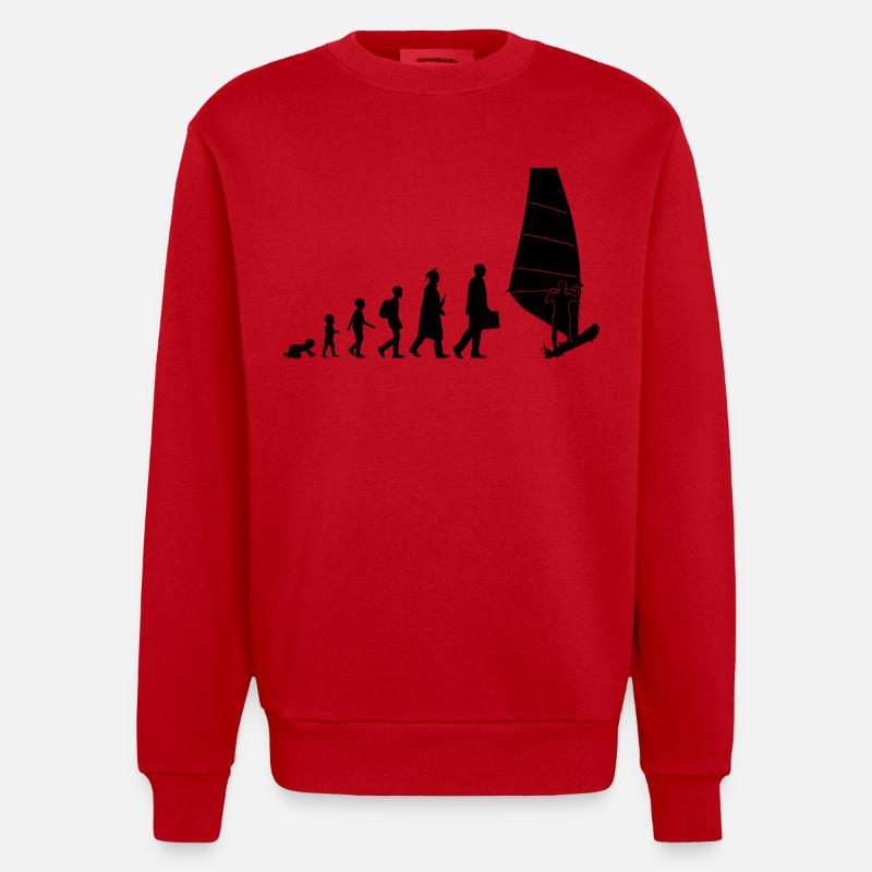 Entwicklung des Windsurfens - Heavyweight Oversized Organic Crew Neck Made in EU - Rot