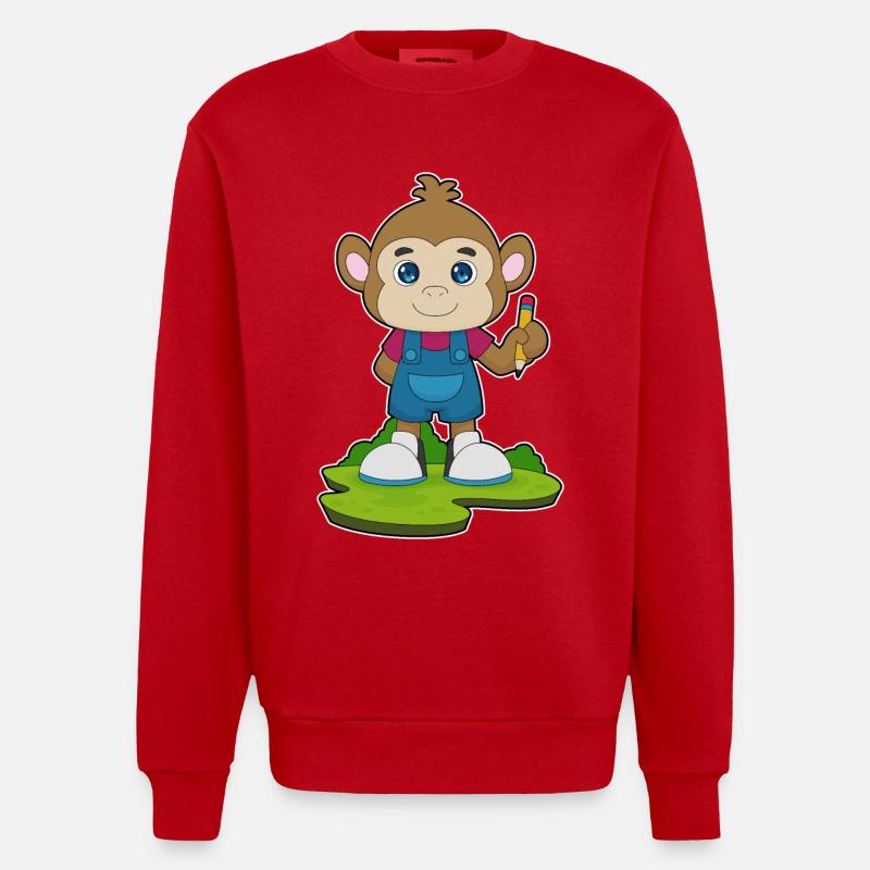 École Monkey Pencil - Sweat bio épais oversize fabriqué en UE - rouge