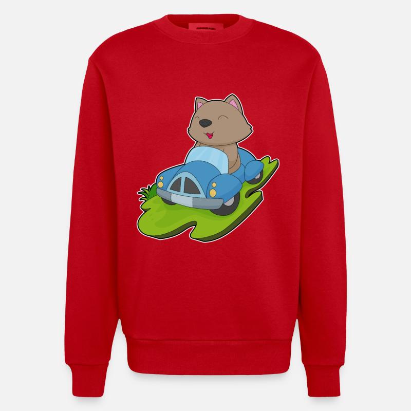 Voiture de chat - Sweat bio épais oversize fabriqué en UE - rouge
