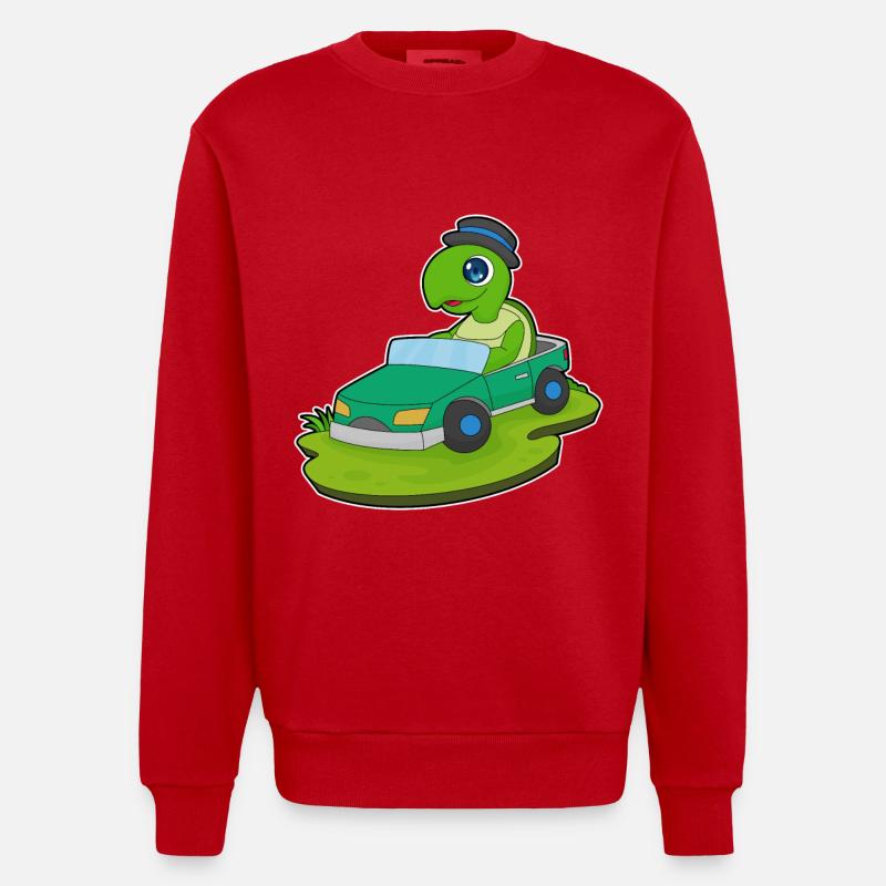 Schildkröte Auto - Heavyweight Oversized Organic Crew Neck Made in EU - Rot