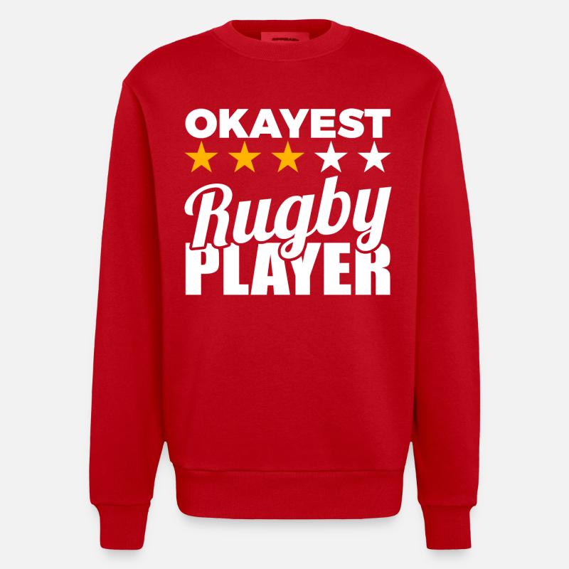 Witziger Rugbyspieler - Heavyweight Oversized Organic Crew Neck Made in EU - Rot