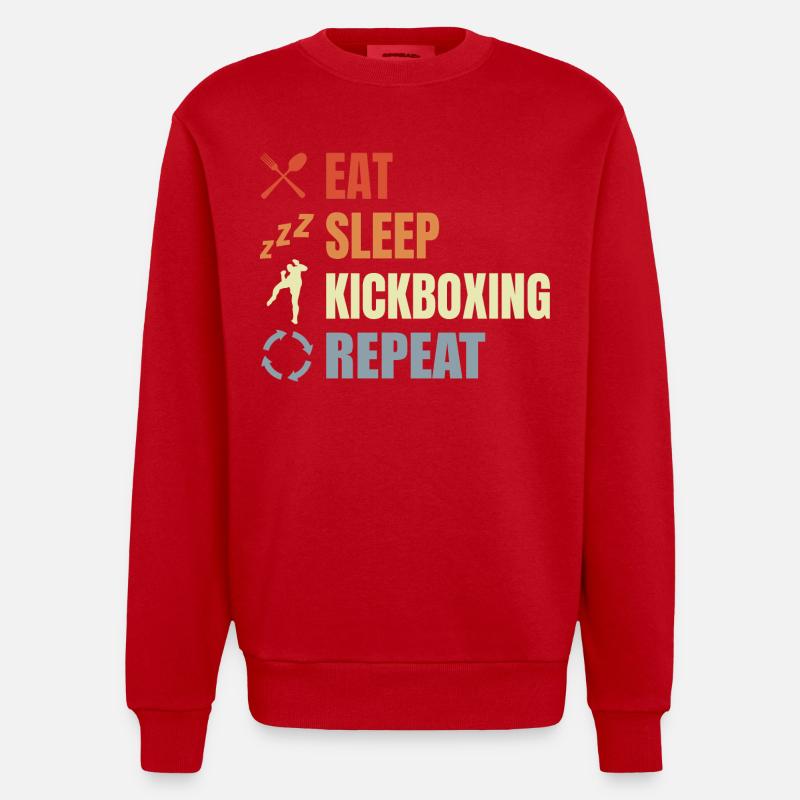 Manger du sommeil Kickbox Répéter - Sweat bio épais oversize fabriqué en UE - rouge