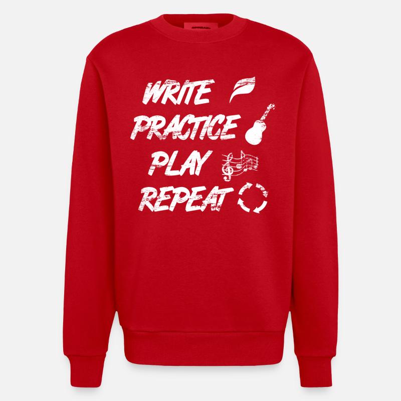 Write Practice Play Repeat - Heavyweight Oversized Organic Crew Neck Made in EU - red