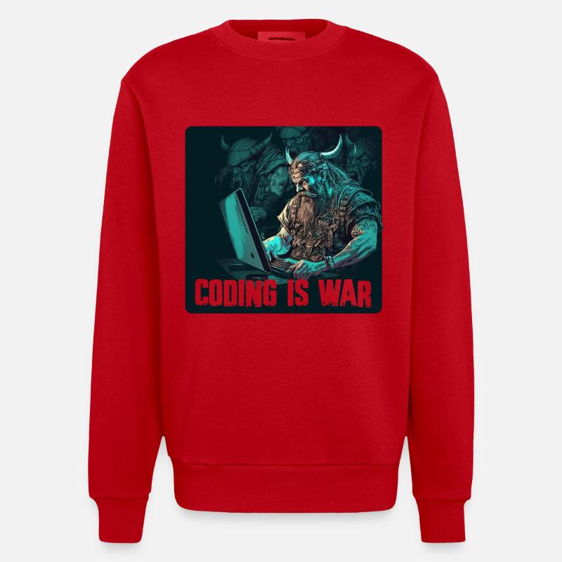 Programmation Vikings - Sweat bio épais oversize fabriqué en UE - rouge