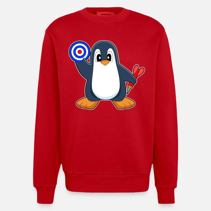 Cible de fléchettes Penguin Dart - Sweat bio épais oversize fabriqué en UE - rouge