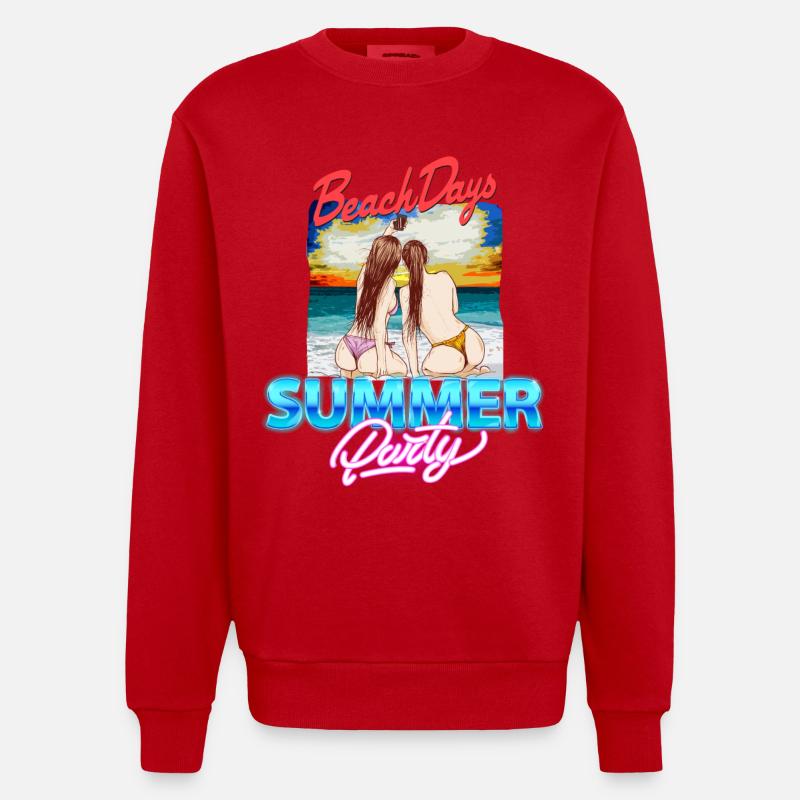 Journées à la plage - Sweat bio épais oversize fabriqué en UE - rouge