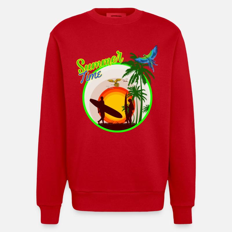 summer time - Heavyweight Oversized Organic Crew Neck Made in EU - red