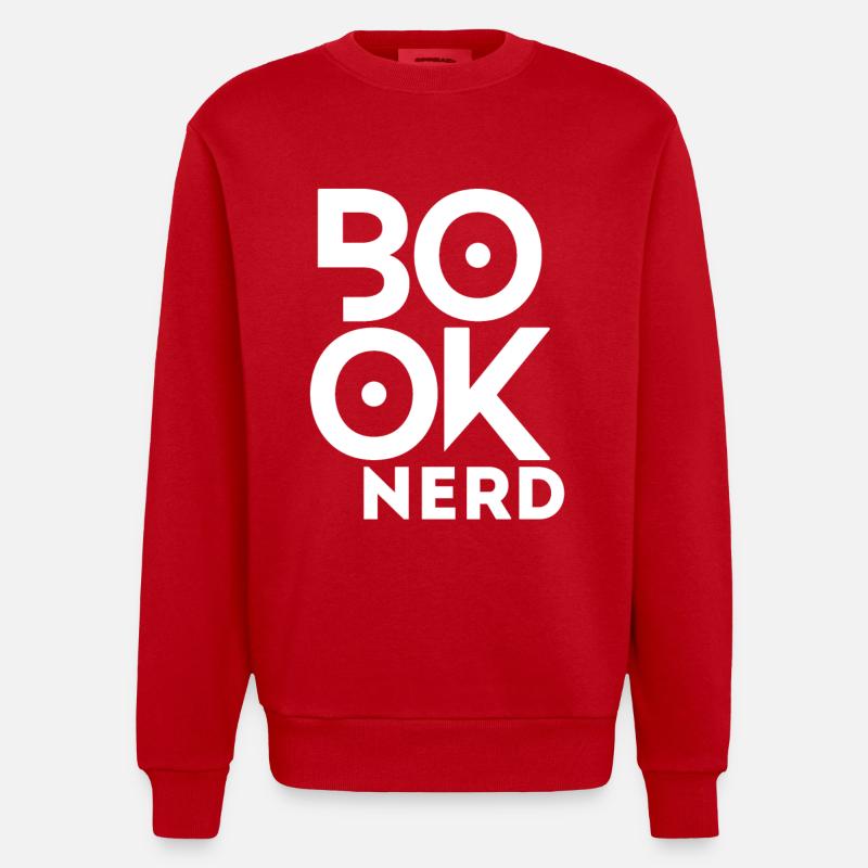Lustiger Lesebuch-Nerd - Heavyweight Oversized Organic Crew Neck Made in EU - Rot