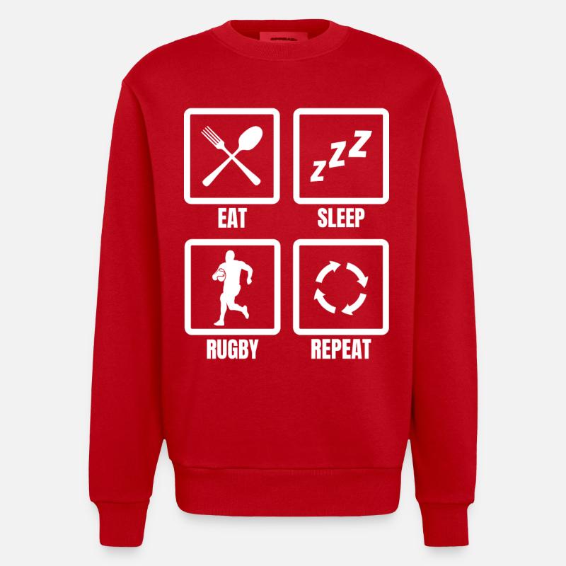 Manger dormir Rugby Répéter - Sweat bio épais oversize fabriqué en UE - rouge