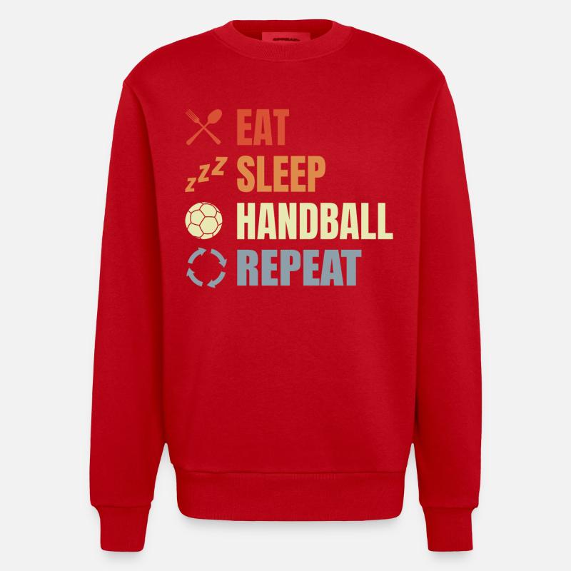 Manger dormir Handball Répéter - Sweat bio épais oversize fabriqué en UE - rouge