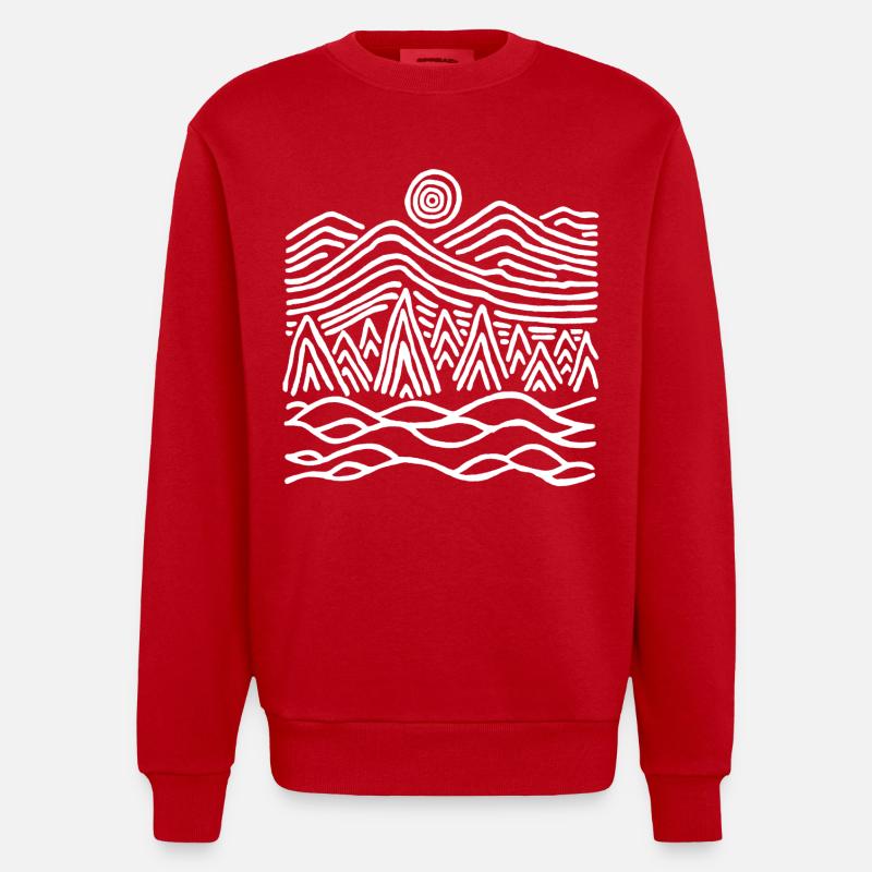 Paysage blanc étrange - Sweat bio épais oversize fabriqué en UE - rouge