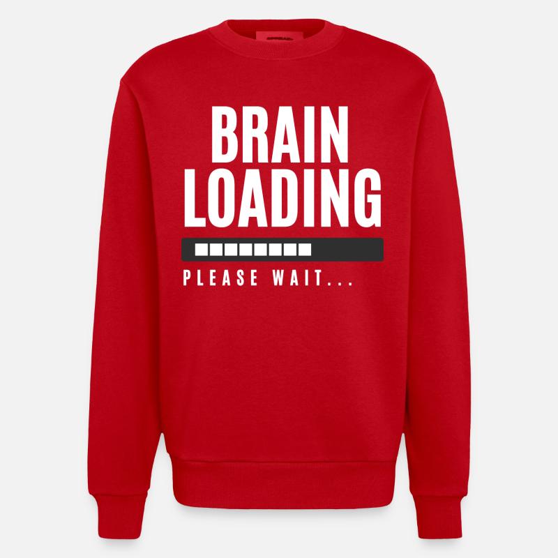 Brain Loading Please Wait - Heavyweight Oversized Organic Crew Neck Made in EU - red