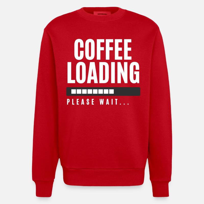 Kaffee wird geladen Bitte warten - Heavyweight Oversized Organic Crew Neck Made in EU - Rot
