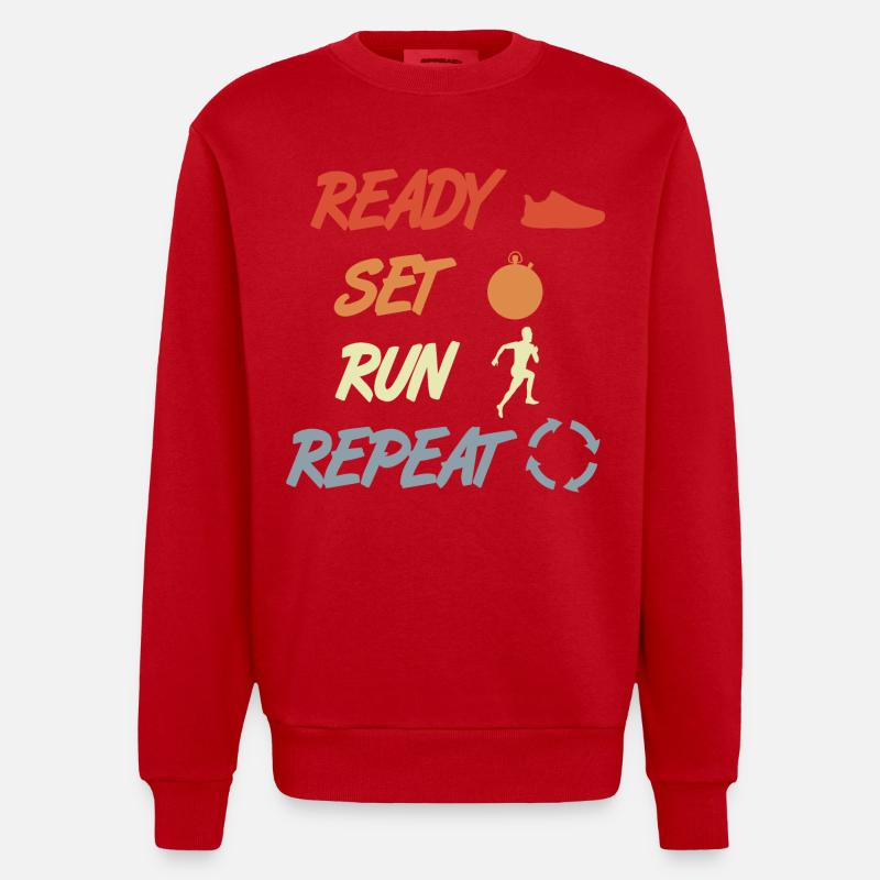 Attention: Terminé, exécuter, répéter - Sweat bio épais oversize fabriqué en UE - rouge