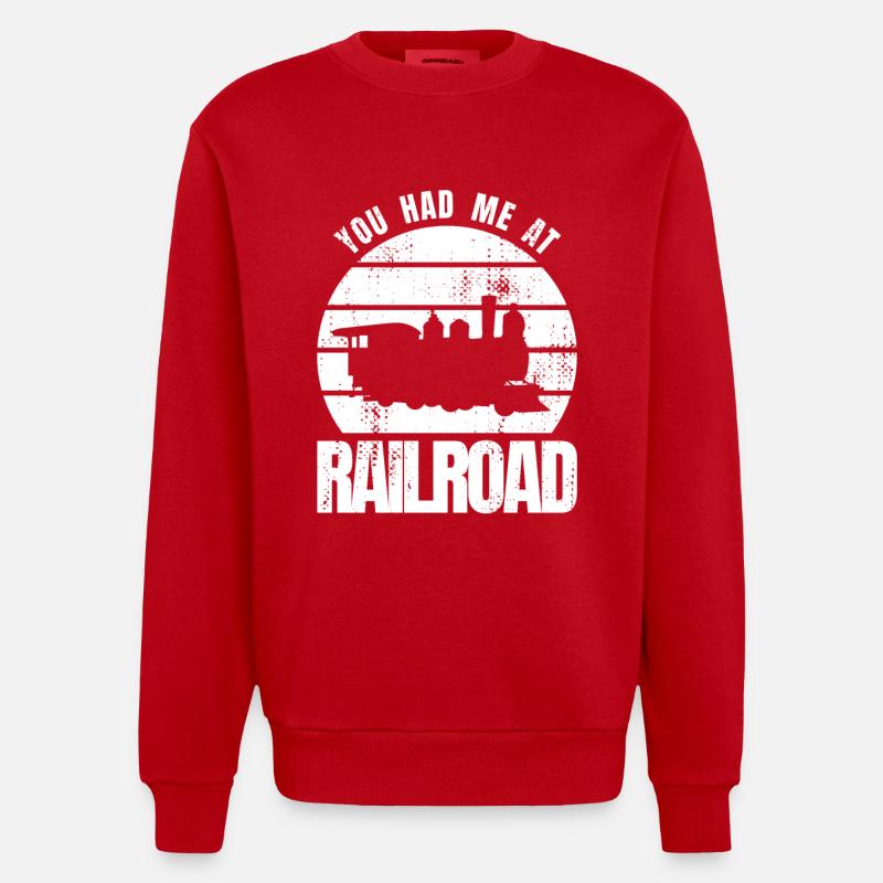 Du hattest mich bei Eisenbahn - Heavyweight Oversized Organic Crew Neck Made in EU - Rot