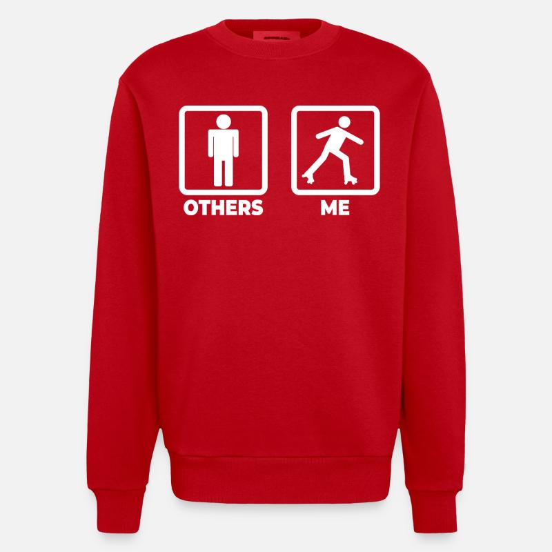 Roller Skater Strichmännchen - Heavyweight Oversized Organic Crew Neck Made in EU - Rot