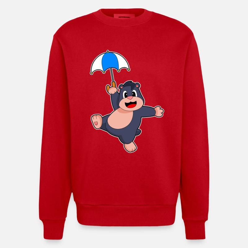 Mole Umbrella - Heavyweight Oversized Organic Crew Neck Made in EU - red