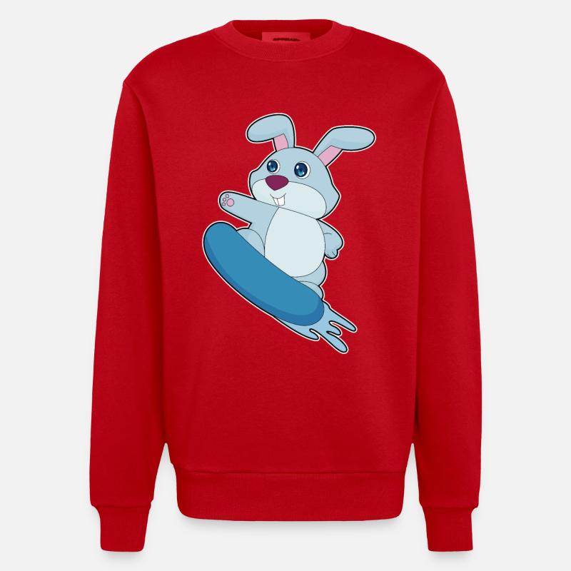 Rabbit Snowboarder Snowboard - Sweat bio épais oversize fabriqué en UE - rouge
