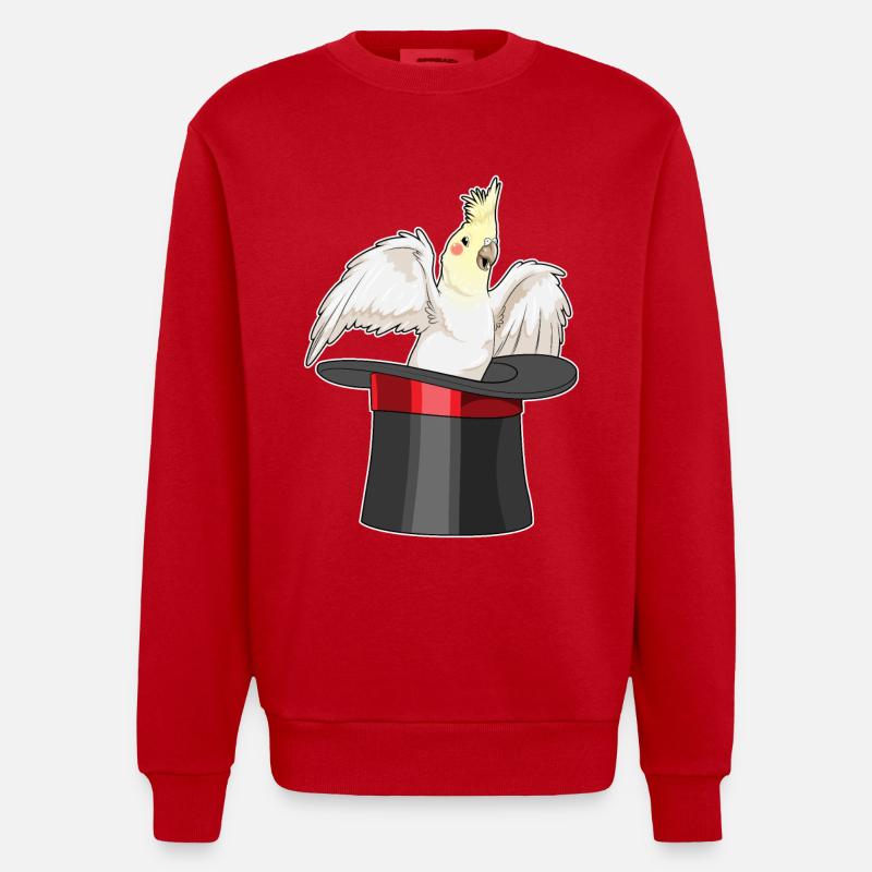Parrot Wizard Cylindre - Sweat bio épais oversize fabriqué en UE - rouge