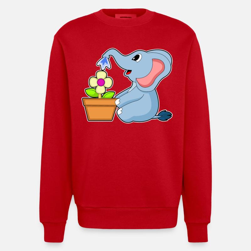 Fleur de pot de fleurs d’éléphant - Sweat bio épais oversize fabriqué en UE - rouge