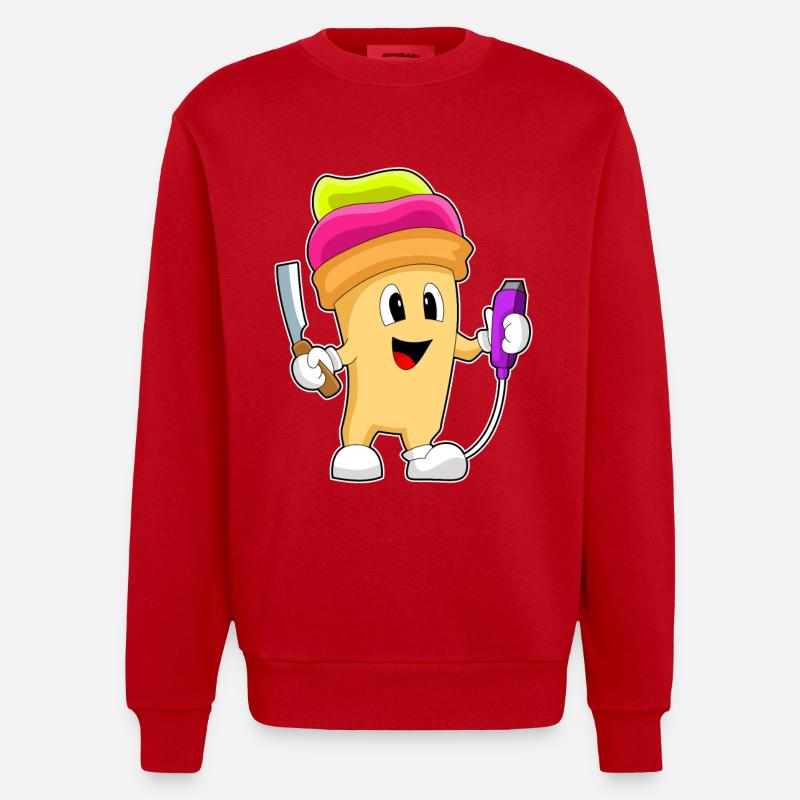 Eisbecher Friseur Rasierer - Heavyweight Oversized Organic Crew Neck Made in EU - Rot