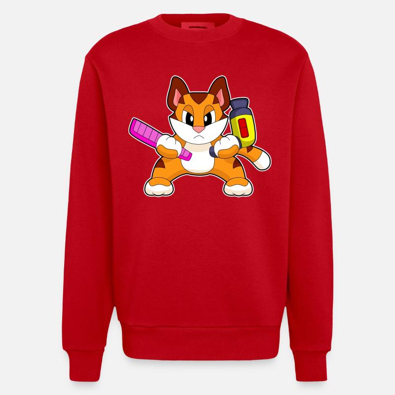 Tiger Coiffeur Peigne Sèche-cheveux - Sweat bio épais oversize fabriqué en UE - rouge