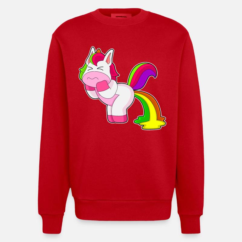 Einhorn Regenbogen - Heavyweight Oversized Organic Crew Neck Made in EU - Rot